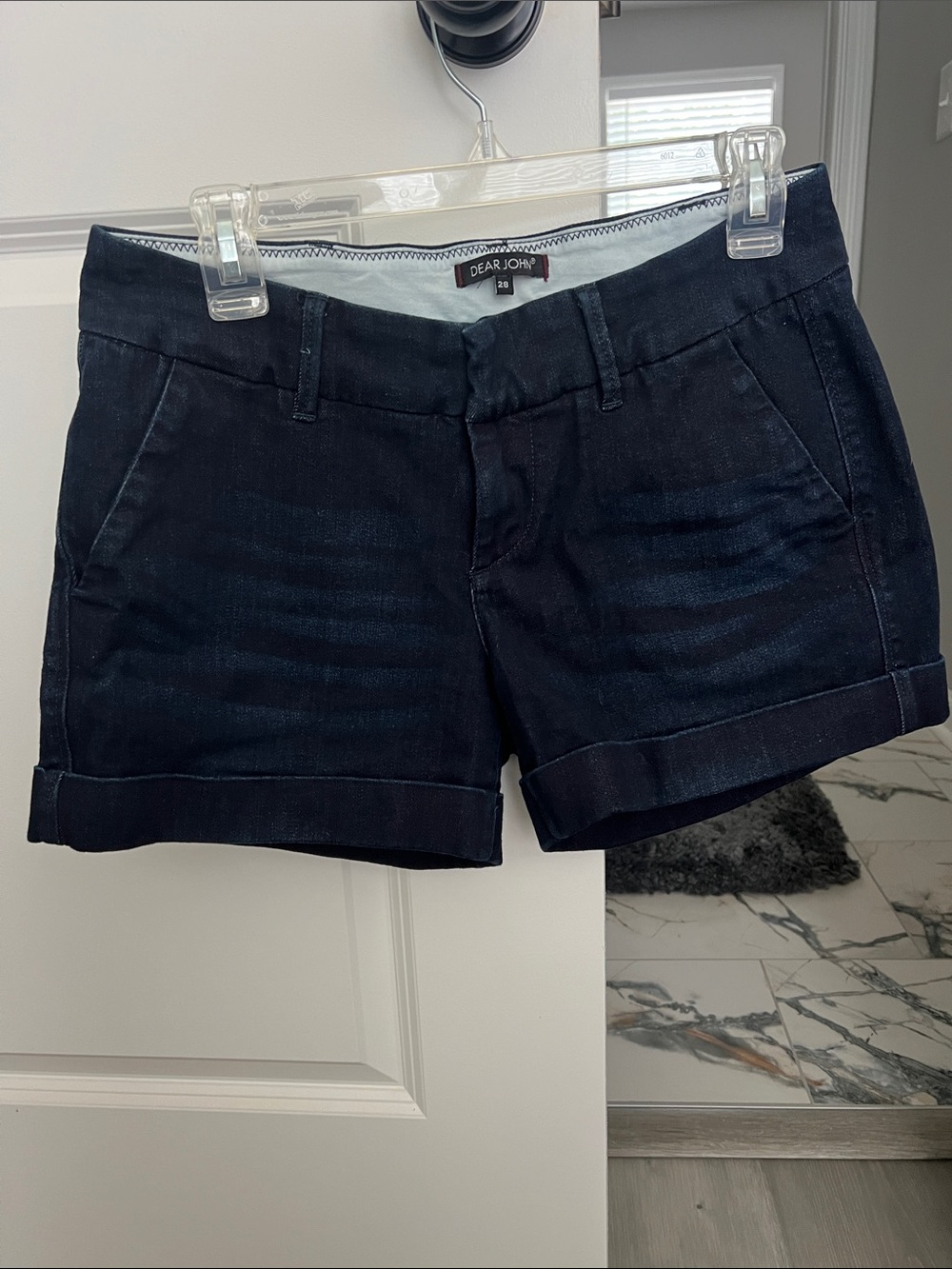 Dear John Dark Navy Cuffed Jean Shorts